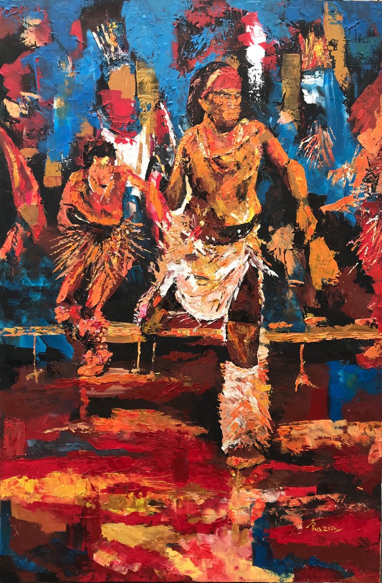 African Tribal Dancers By Shazia Mufti, 24 X 36, Artwork For Sale On Artfinder