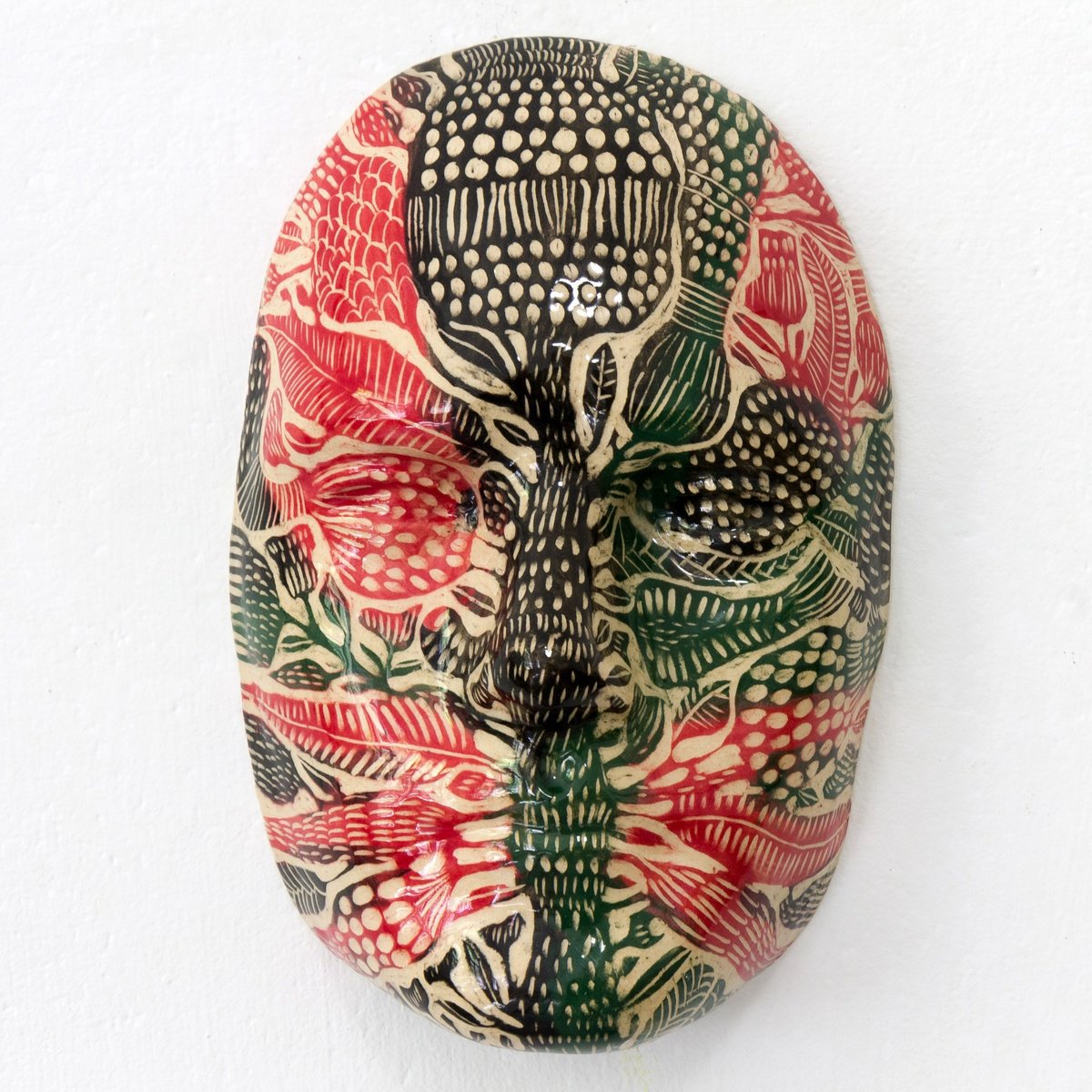 Naive Portrait Clay Sculpture By Yuliia Dunaieva, 5 X 8", Ceramic Sculpture Face 13 X 20 X 6 Cm, Original Artwork