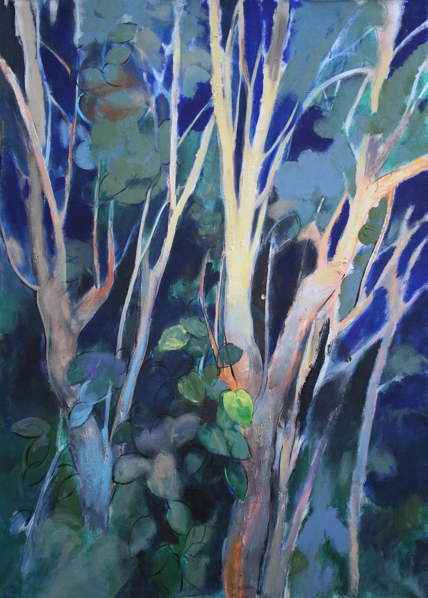 Impressionistic Landscape Acrylic Painting By Artem Andreichuk, 39 X 55, Twilight Time, Original Artwork