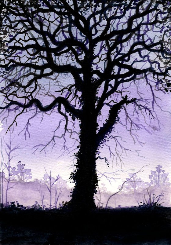 Lilac sky, Tree Silhouette