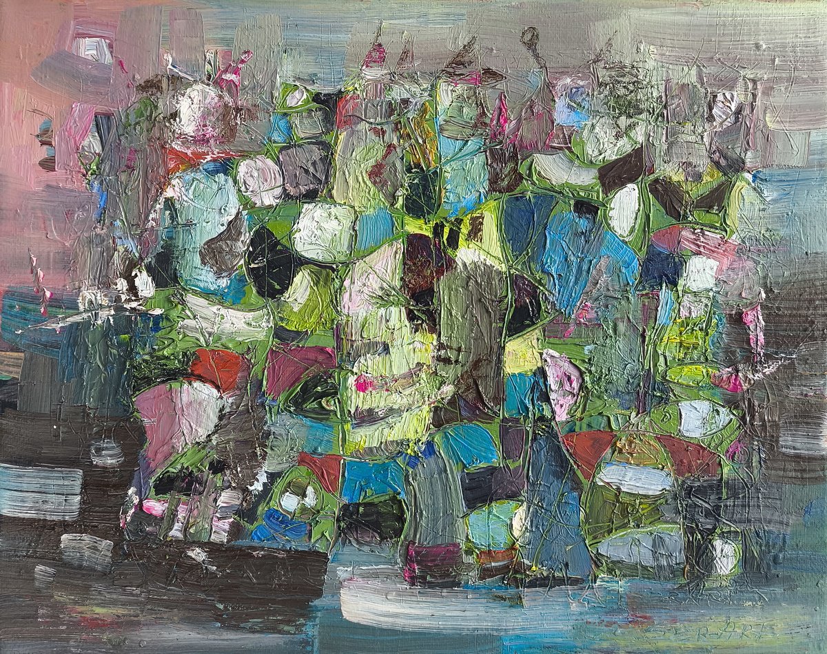 Abstract Landscape Oil Painting By Seyran Gasparian, 12 X 9", Garden Of Abstraction, Original Artwork