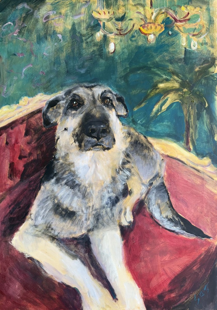 Expressive Animal Acrylic Painting By Liubou Sas, 20 X 28", Princess Marpha, Original Artwork