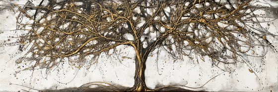 Magic Gold Tree XL I  50cm x 150cm