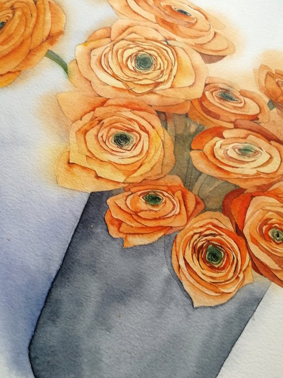Orange flowers painting.