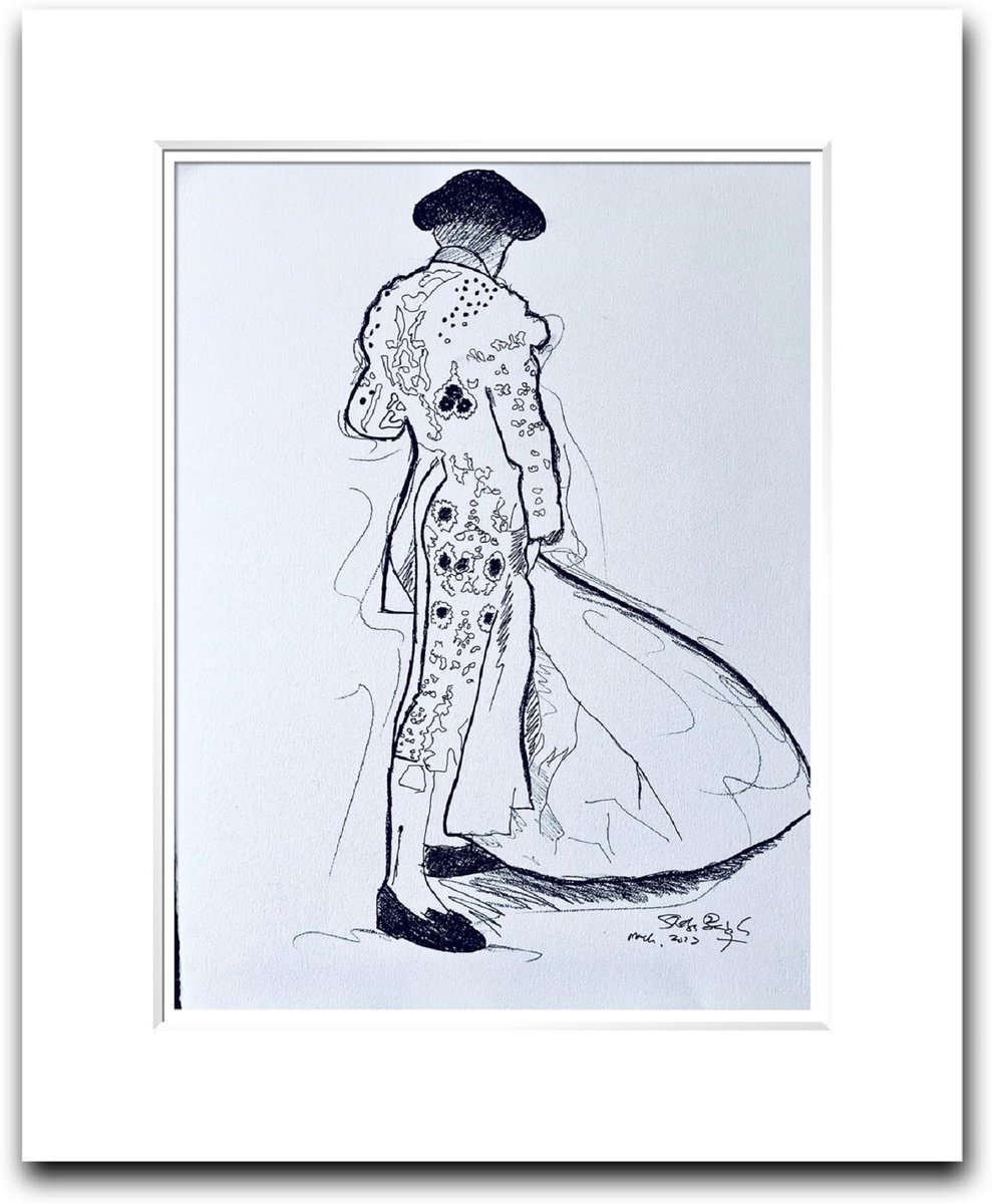 Expressive Portrait Charcoal Drawing By Shabs Beigh, 23 X 33", The Matador, Original Artwork