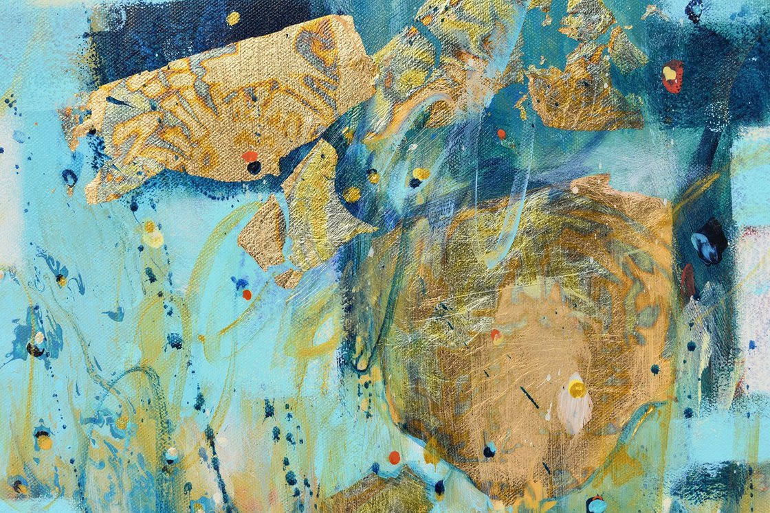 Stairway in blue and gold de Mikha (2022) : Peinture Acrylique, Laque sur  Toile - SINGULART