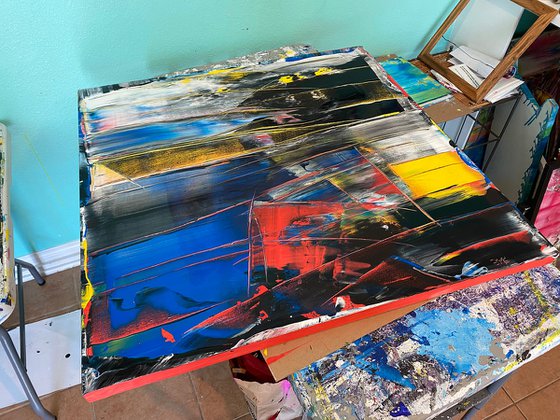 "Catharsis" - Save As A Series - Original Large PMS Abstract Acrylic Painting Triptych on Artist-Stretched Canvas - 108" x 36"