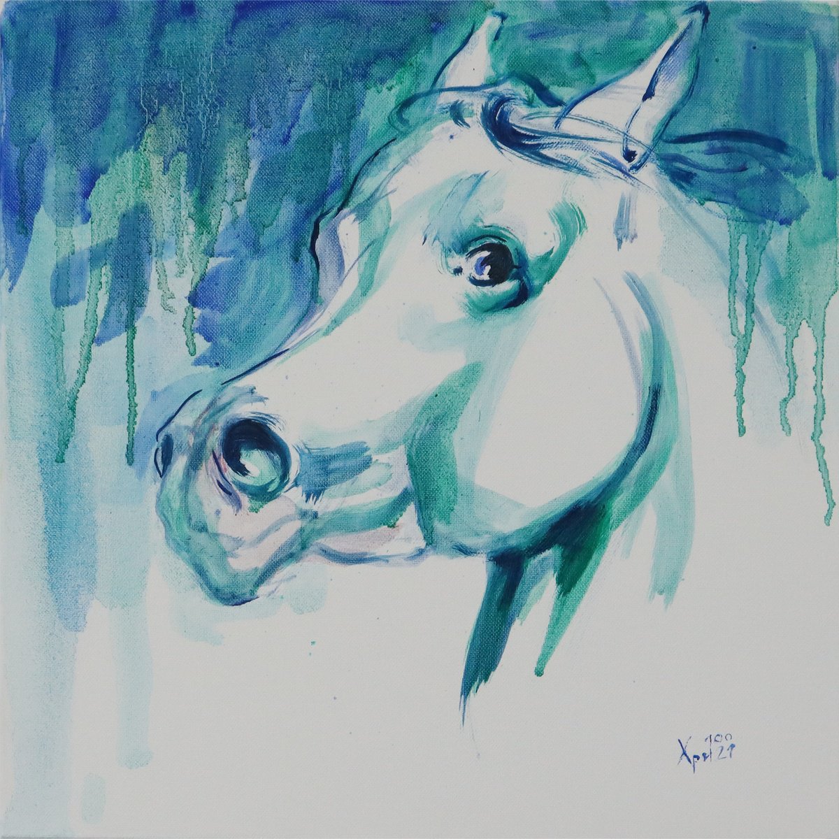 Impressionistic Animal Oil Painting By Hristo Hristov, 12 X 12, In The Open Iii, Original Artwork