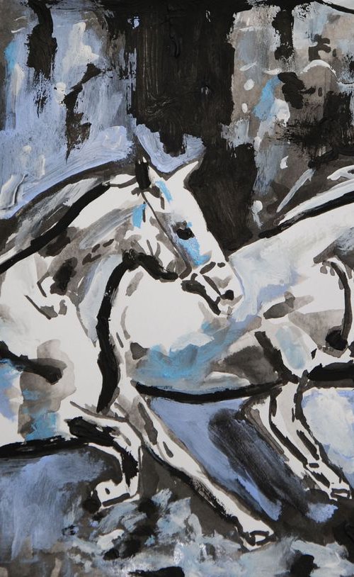 Horses galloping / 37.7 x 26.3 cm by Alexandra Djokic