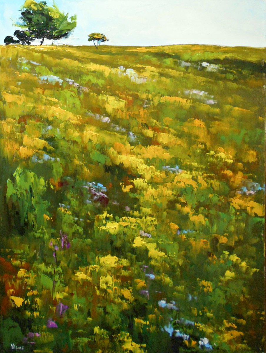 Impressionistic Landscape Oil Painting By Yuanyuan Liu, 24 X 31", Summer Landscape, Original Artwork