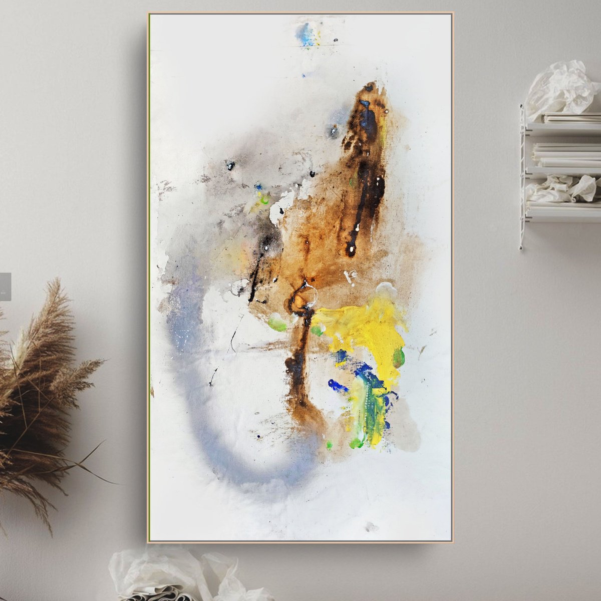 Organic Abstract Acrylic Painting By Adriano Ribeiro, 16 X 28, Sea Calls Me Home, Original Artwork