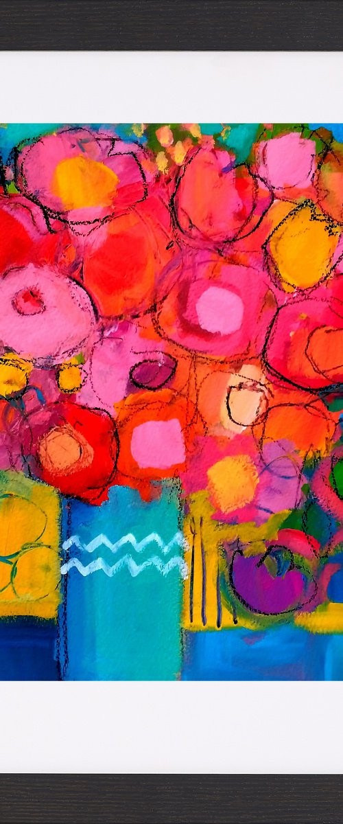 Spring Flowers in a Blue Vase III by Jan Rippingham