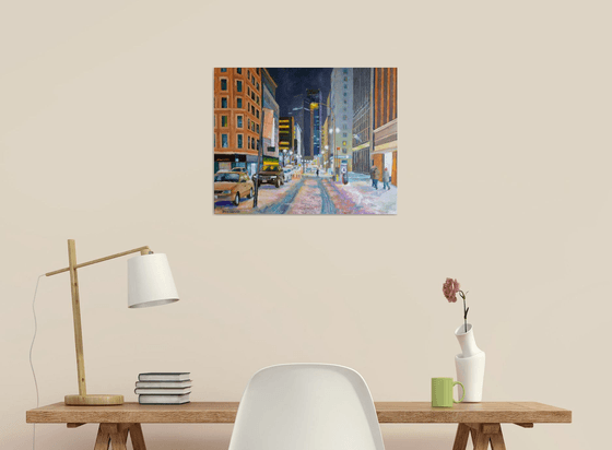New York, Night Winter Street