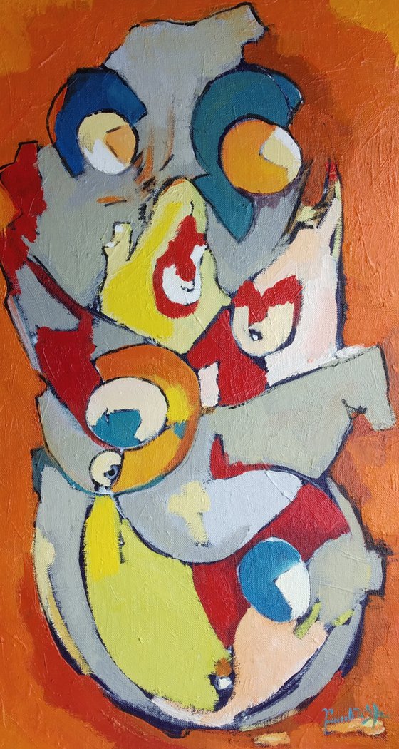 Abstract - Family(70x40cm, oil painting, ready to hang)