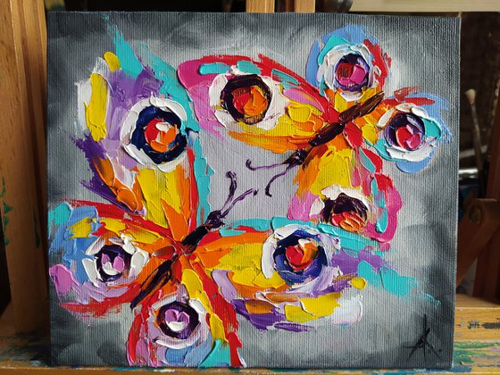 Light touch - butterfly, love, gift for lovers, oil painting, butterfly oil, butterfly art, butterfly in flight, gift, art, insects,