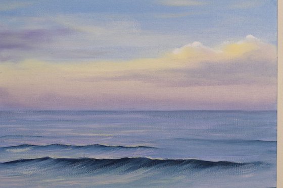 Sunrise at Ocracoke, plein air seascape oil painting on canvas by Eva Volf