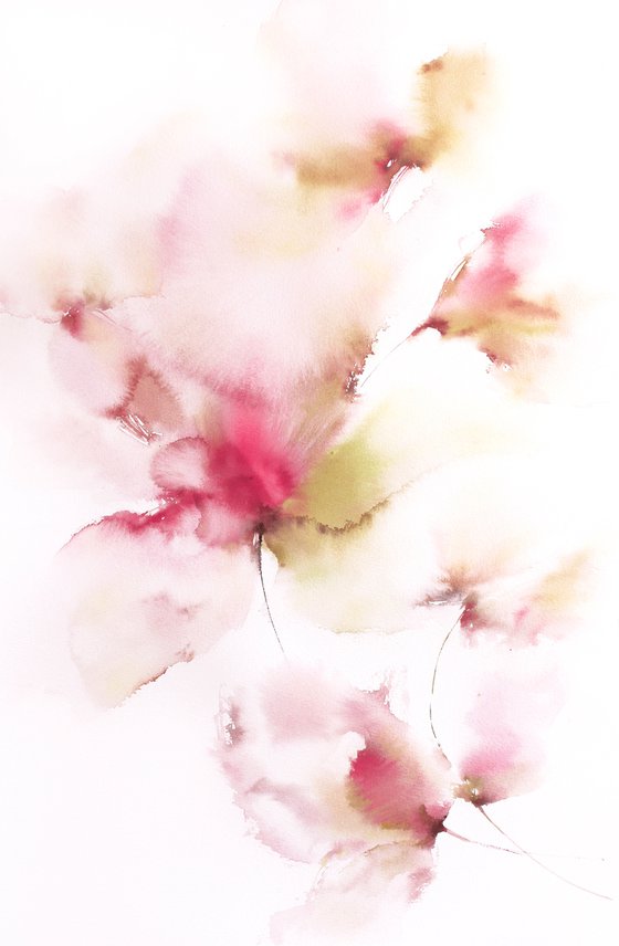 Loose florals, watercolor floral painting Lightness
