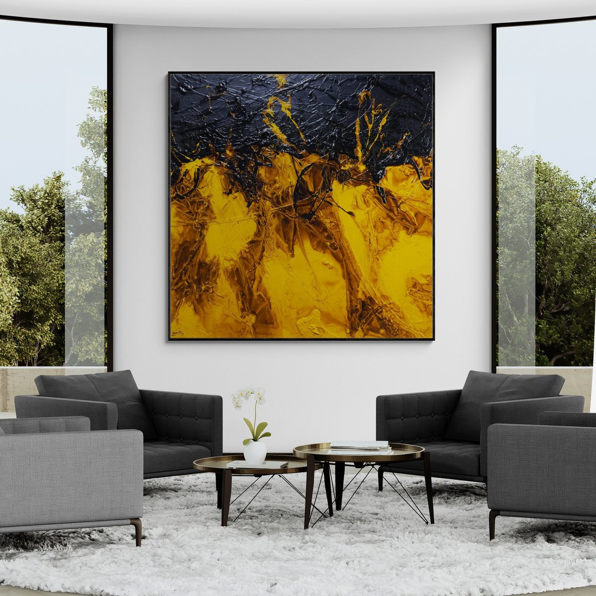 Abstract Acrylic Painting By Franko, 71 X 71, Blazing, Original Artwork