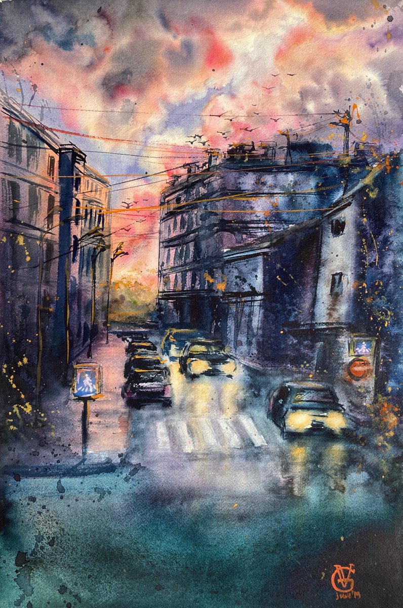 City After The Rain 3 by Valeria Golovenkina