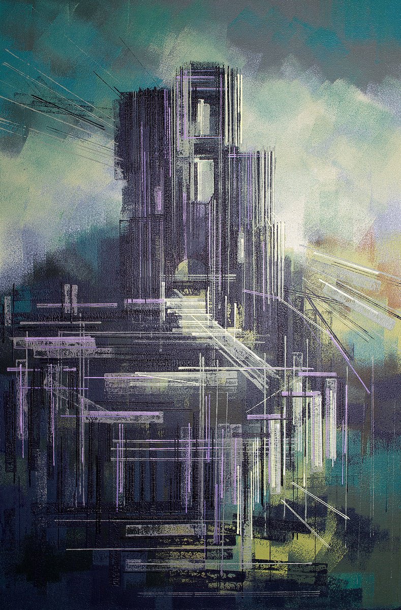 Impressionistic Landscape Acrylic Painting By Marc Todd, 20 X 30", Corfe Castle Dorset, Original Artwork