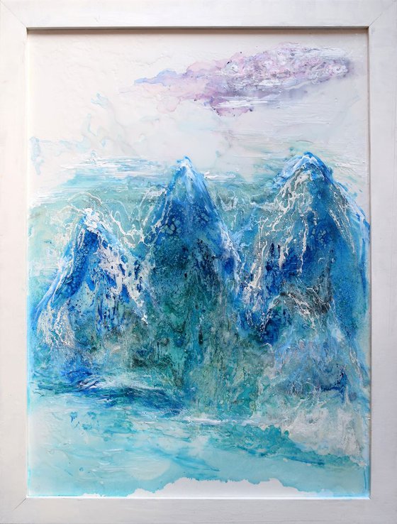 The Mountains Framed Abstract 88 cm x 66 cm.