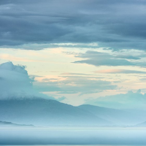 Mist on Loch Carron    1 of 10 Large Blue Sunset Canvas