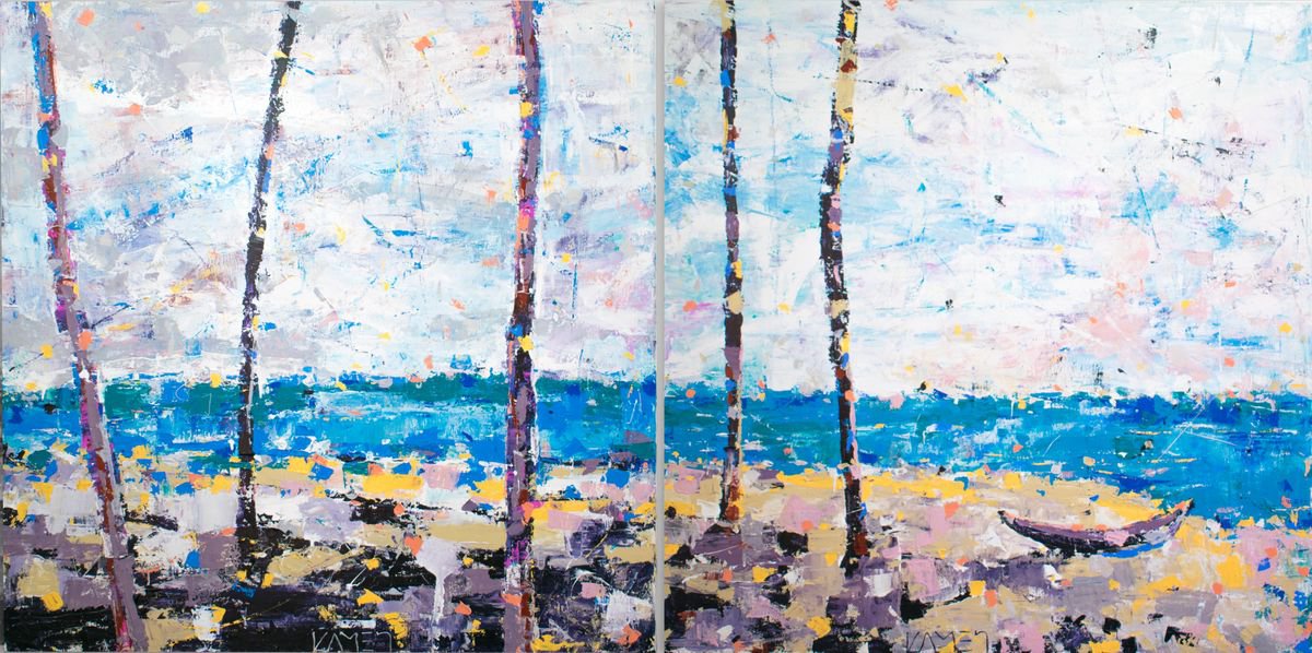 Boat, Beach, Ocean, Trees by Kamen Trifonov