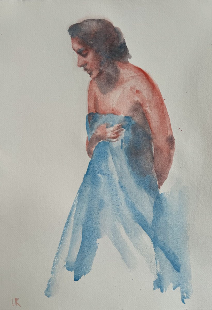 Impressionistic Portrait Watercolour By Liliia Kodunova, 12 X 16", No Title, Original Artwork