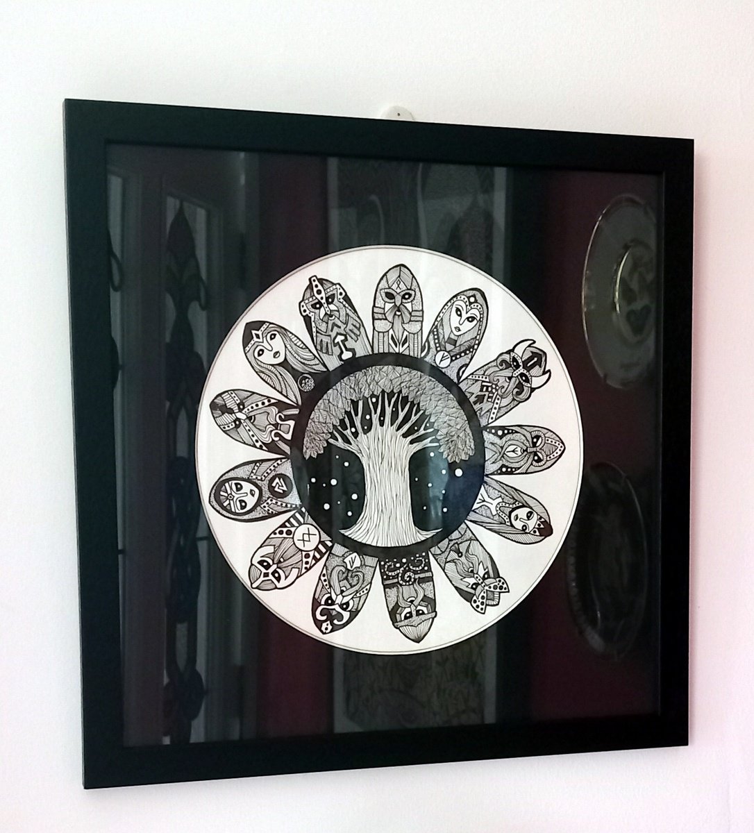 Illustrative Portrait Ink Drawing By Terri Smith, 16 X 16", Norse Gods, Original Artwork