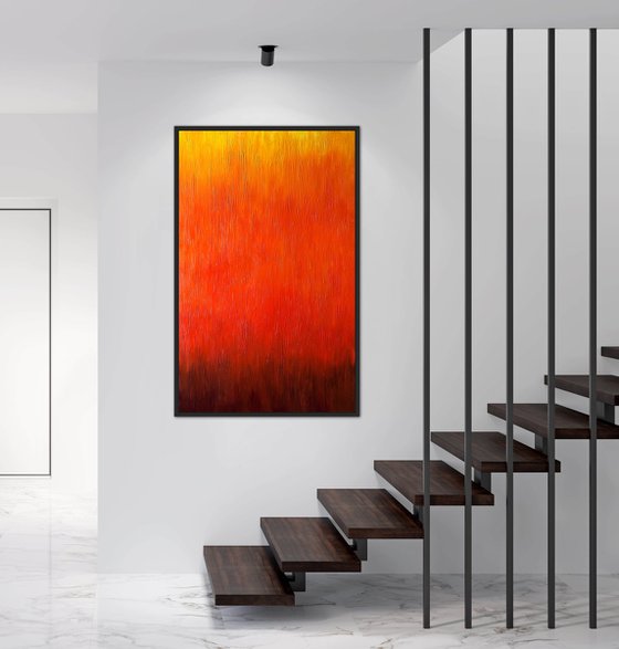 Flame, large abstract painting 110-70cm