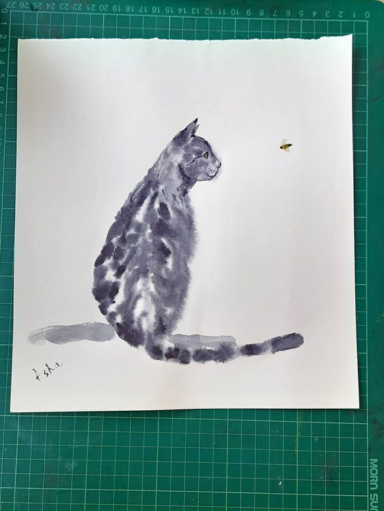 Tabby Cat and the Bumblebee