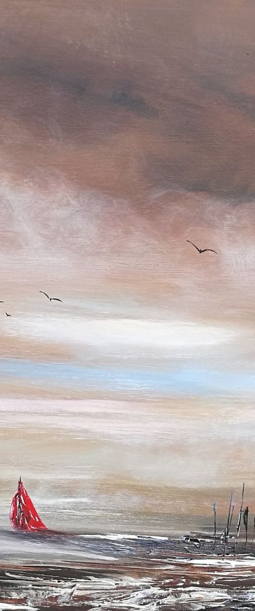 Our Last Goodbye, Seascape -  Modern Art Office Decor Home by Mel Graham