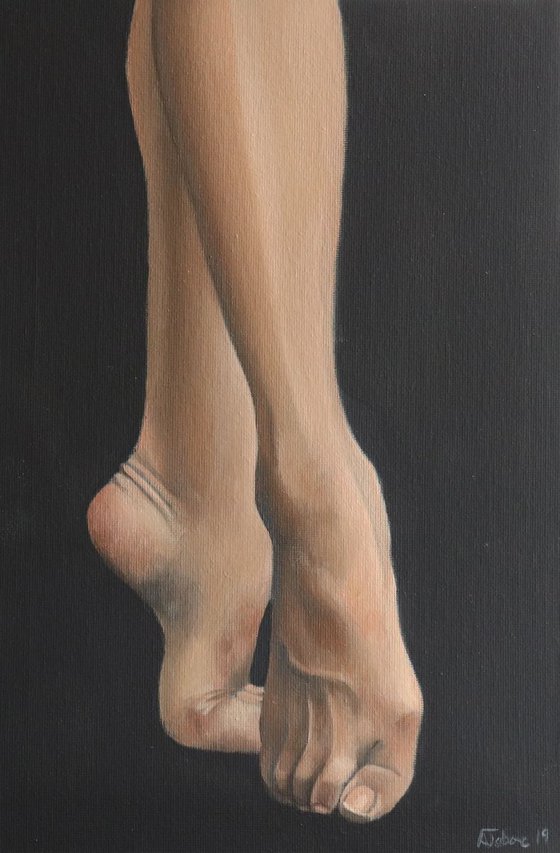 Demi-pointe, Ballet Feet, On Pointe Painting, Ballerina, Dance, Framed and Ready to Hang, Feet on Tip-Toes