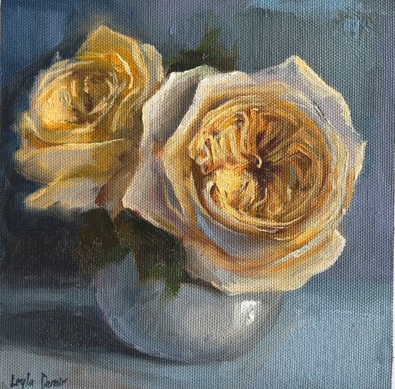 White roses still life