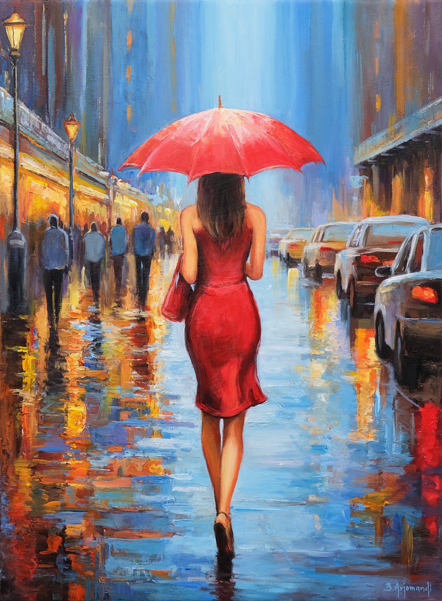 City Rain Reflections By Behshad Arjomandi, 21 X 29, Artwork For Sale On Artfinder