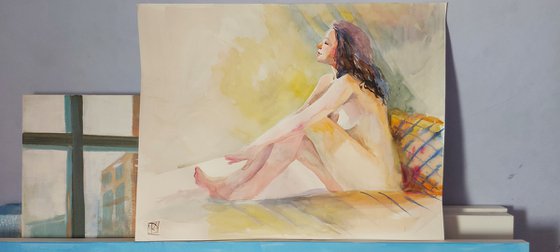 Gentle morning-erotic watercolor