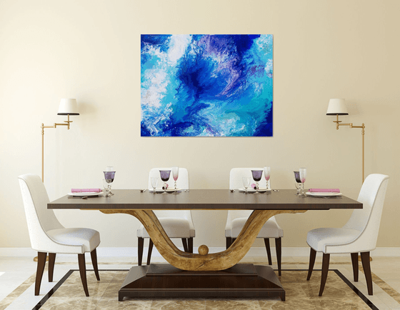 "Heart of the Ocean" original abstract painting, office art, home decor, gift idea, modern art, seascape, storm, water.
