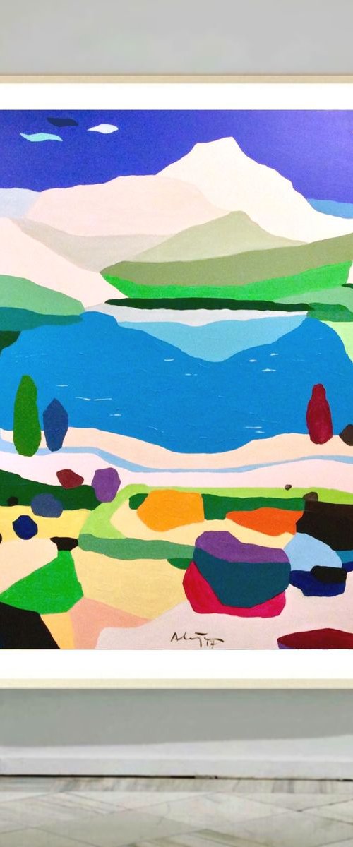 Lakes of Covadonga II (pop art, landscape) by Alejos
