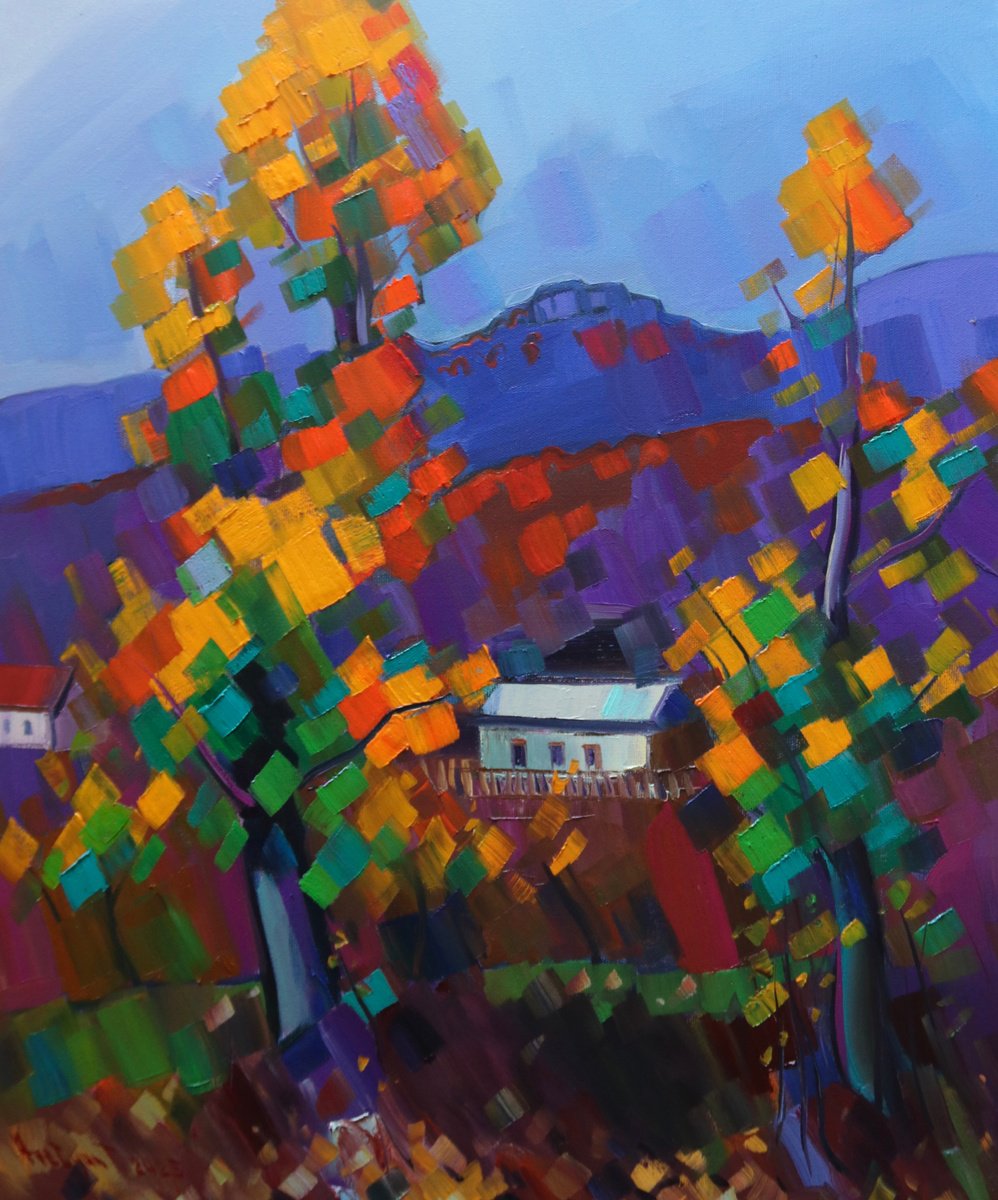 Impressionistic Landscape Oil Painting By Tigran Avetyan, 20 X 24", Autumn Day, Original Artwork