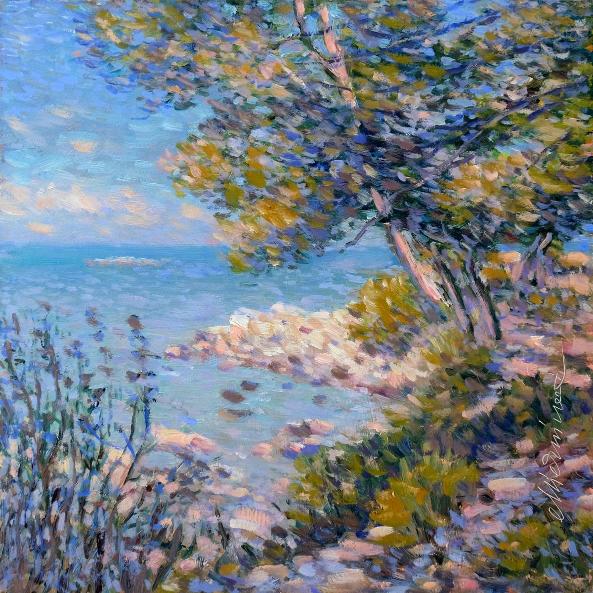 Impressionistic Landscape Oil Painting By Richard Mierniczak, 12 X 12", On The Cap D