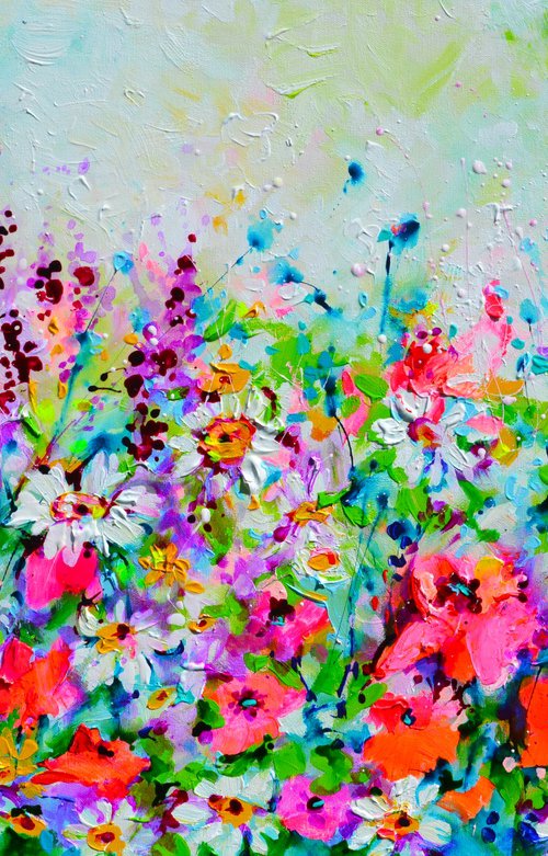 Wild Flowers Hay Meadow - Poppy and Daisy by Soos Roxana Gabriela