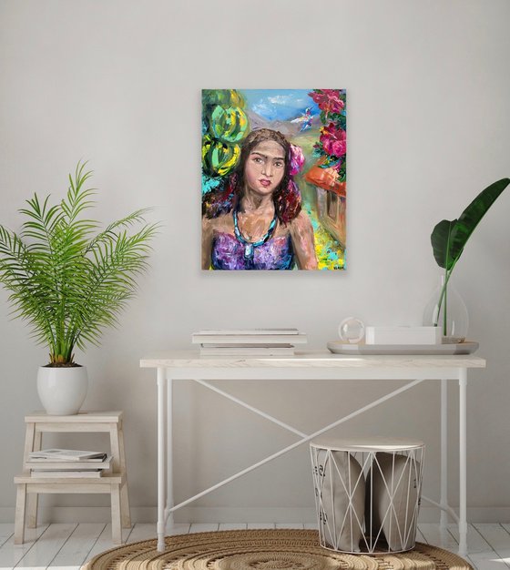 Tahitian Women, 40*50, impressions of Paul Gauguin, impressionistic oil portrait painting