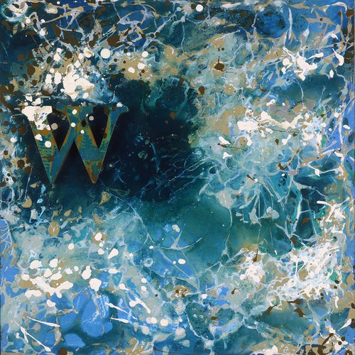 Contemporary Abstract "W Stands for Water" by Bo Kravchenko