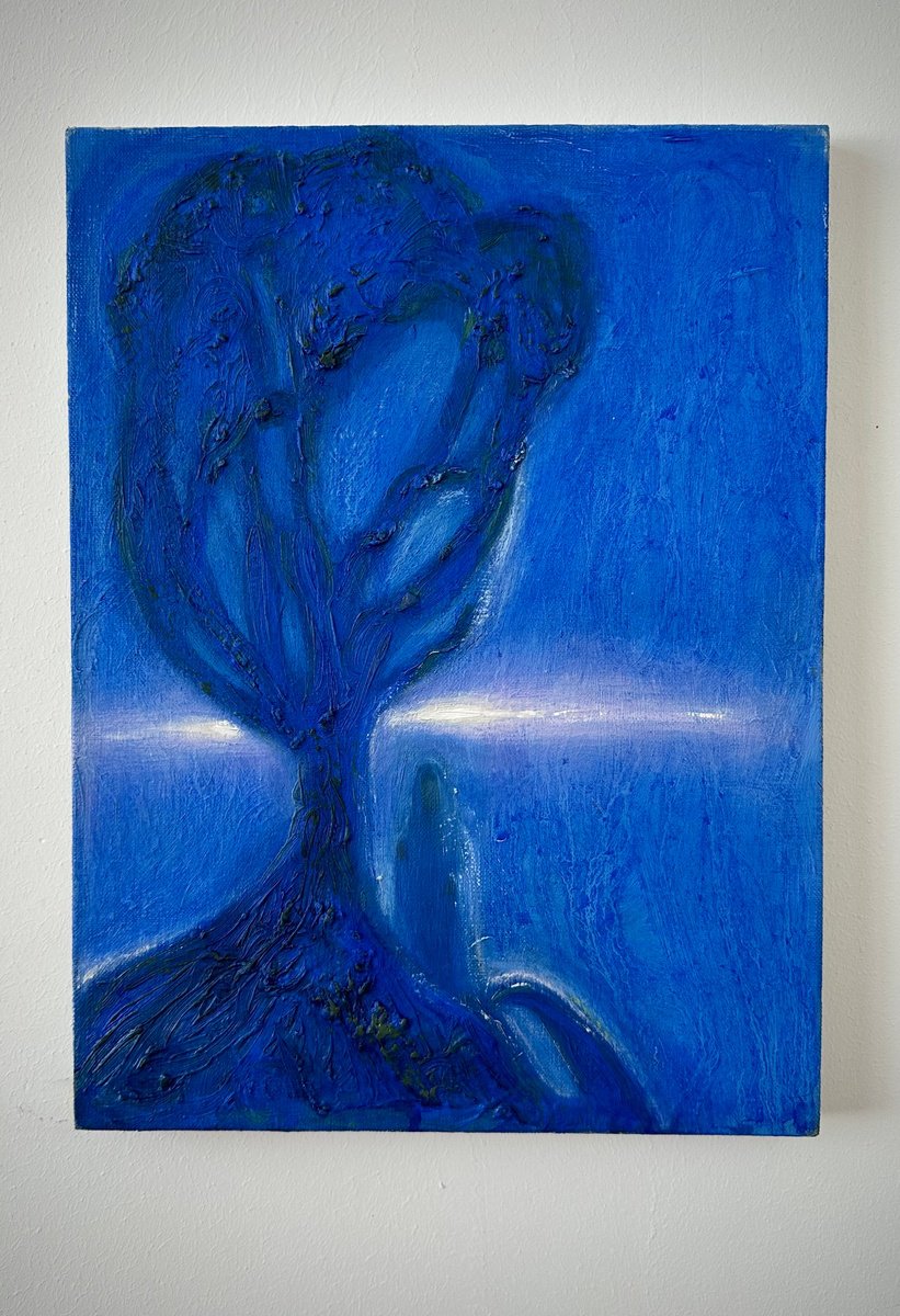 Expressive Landscape Oil Painting By Raffi Ghazaryan, 12 X 16", - Blue Atmosphere - ?, Original Artwork