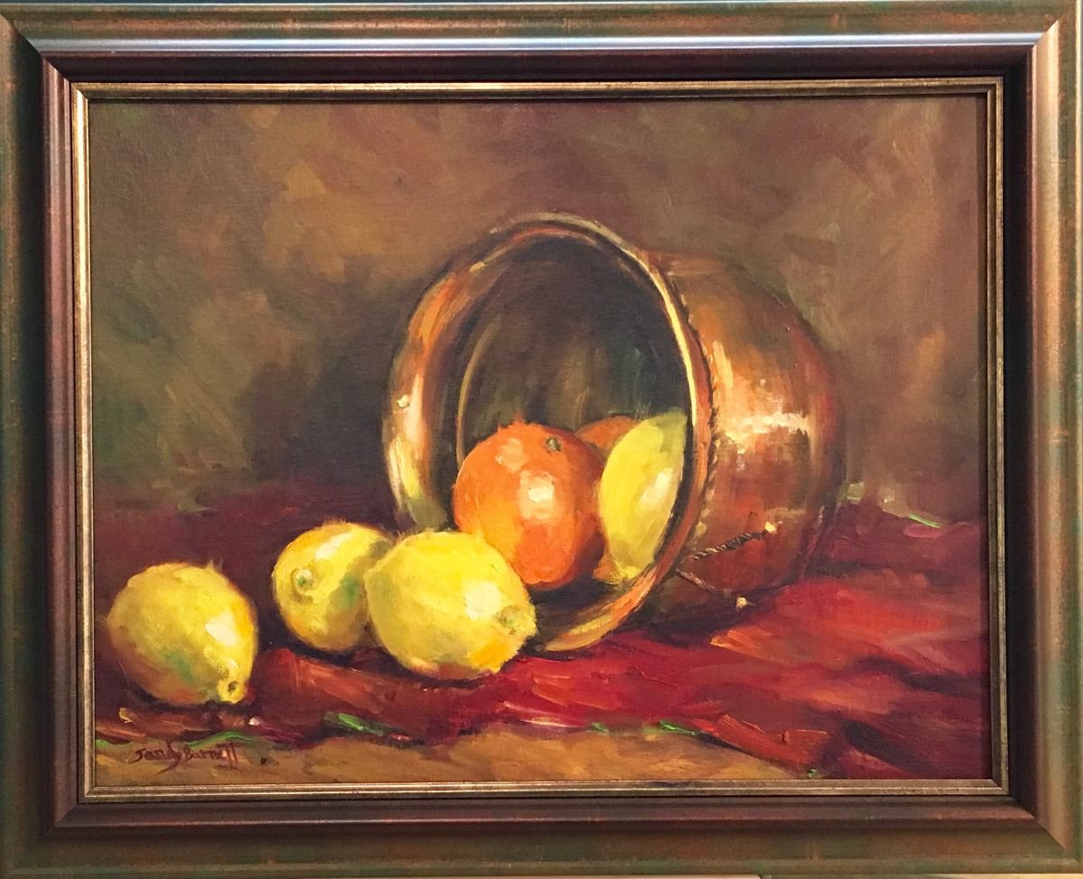 Lemons and brass pot by Sandra Burnett