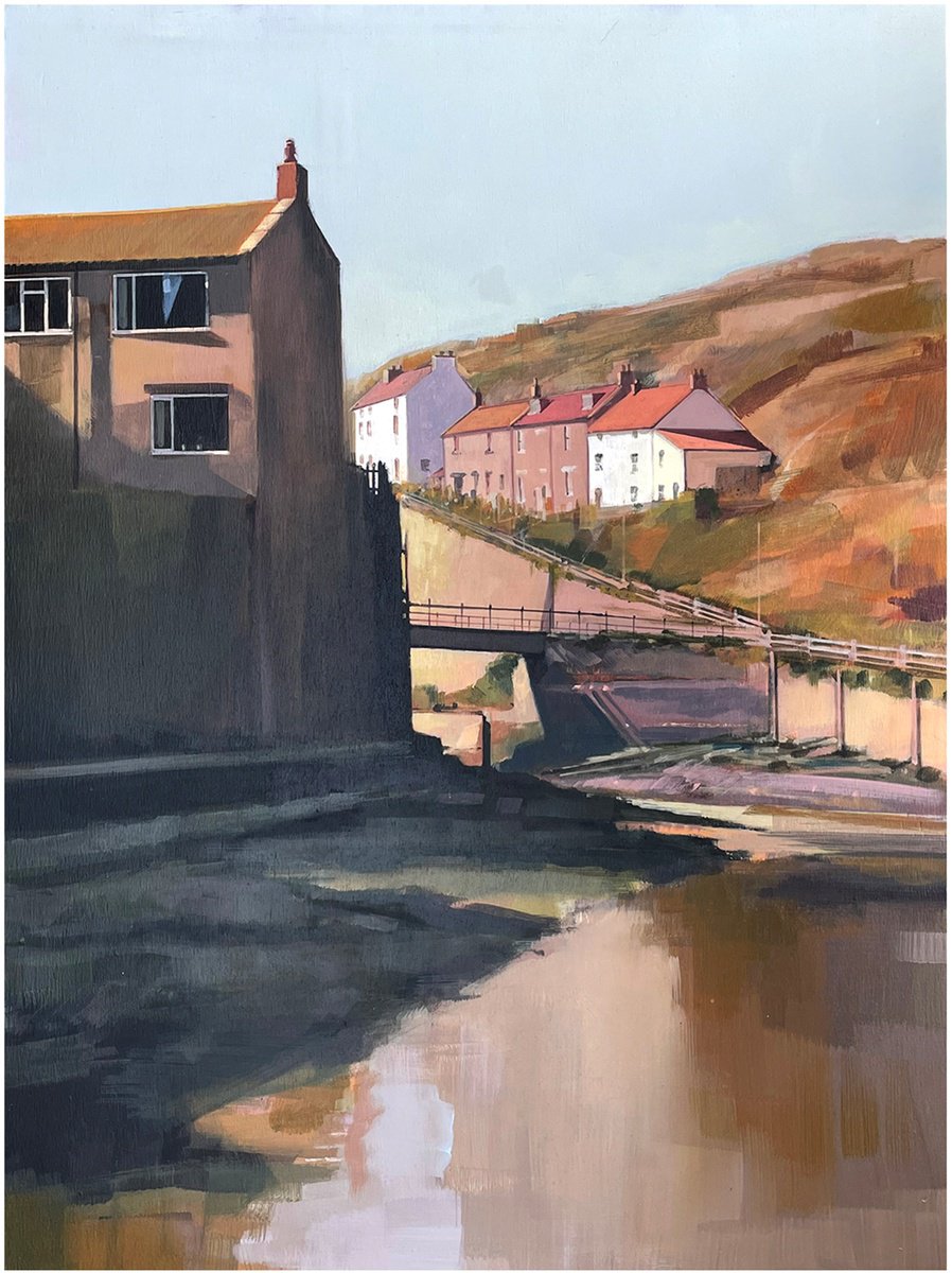 Impressionistic Landscape Acrylic Painting By Andrew Morris, 18 X 24, Staithes Beck, Original Artwork