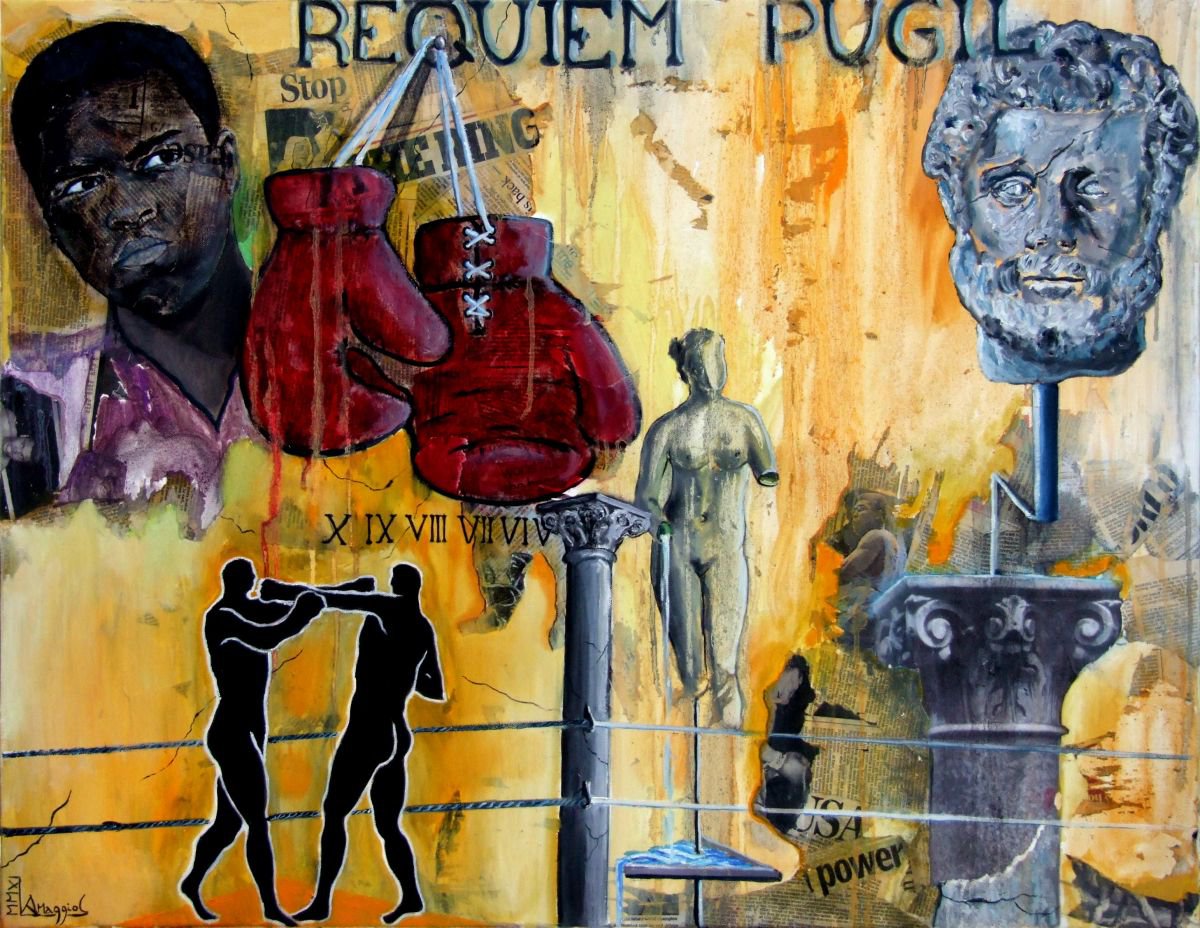 Surrealistic Portrait Collage By Antonio Maggio Carluccio, 29 X 21, Requiem Pugil, Original Artwork