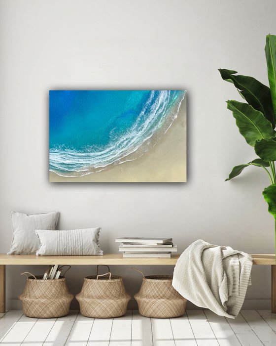 Our white sand beach - aerial ocean painting