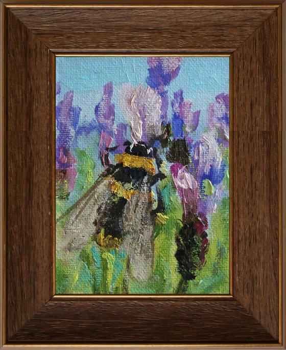 BUMBLEBEE 03... framed / FROM MY SERIES "MINI PICTURE" / ORIGINAL PAINTING