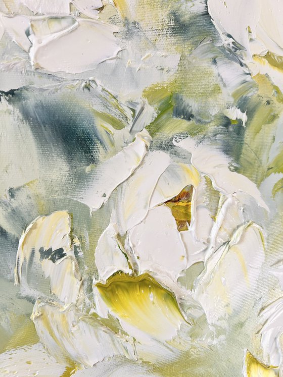Yellow White texture peonies